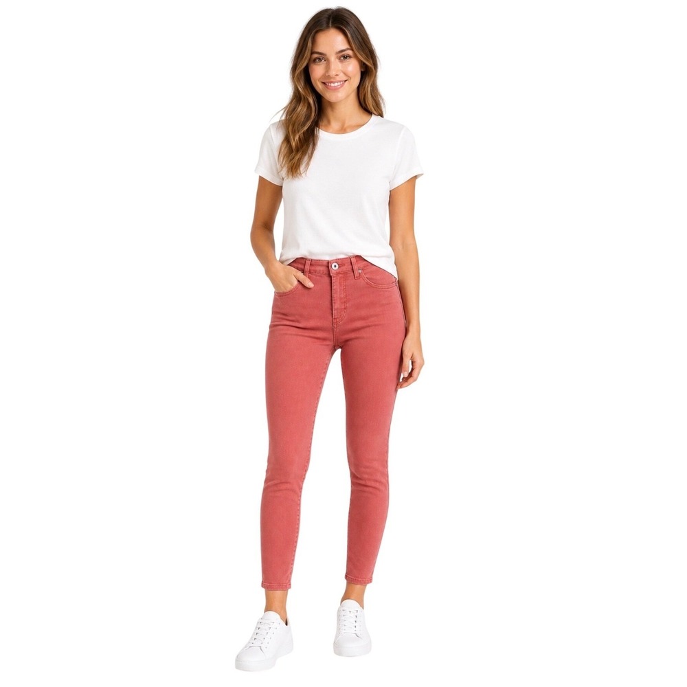 AG Adriano Goldschmied Anthropologie High Rise Abbey Ankle Skinny Jeans Pink 26